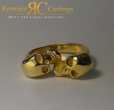 Polished double skull - double, ring