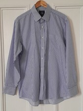 Savile Row Company Royal Blue and White Striped Non Iron Shirt 16.5" Collar