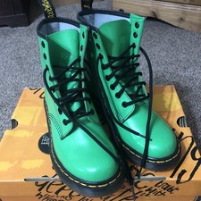 Doc Martens Air Wair Green Patent Boots 8 Eyelets Size 4 Boxed Box Has Wear VGC