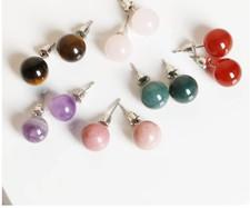 Natural stone stud earrings - stone,