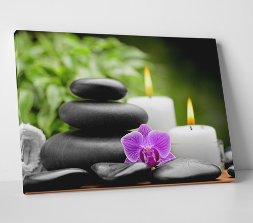 Zen stones candles canvas wall - zen,