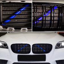 For BMW F20 F21 F30 F31 F32 Blue Grille Kidney V Brace Bars Overlay Trim Strips