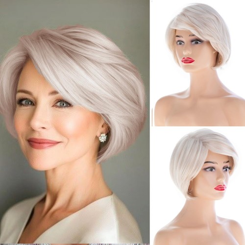 Short platinum wig - platinum, women