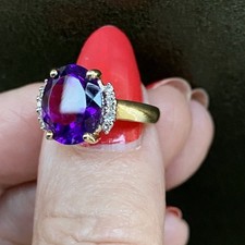 Amethyst and diamond ring - and,