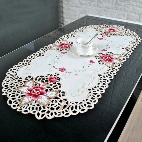 White oval lace tablecloth - tablecloth, –