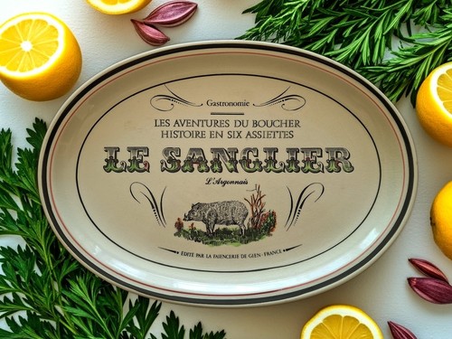 Oval serving platter wild - platter, boar