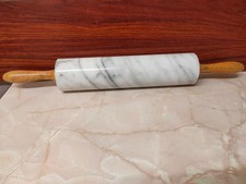 Classic Vintage Marble Rolling Pin 44 cm Long Wood Handles Heavy Roller