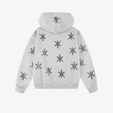 Unknown London Rhinestone Hoodie - Grey / Purple Size Large