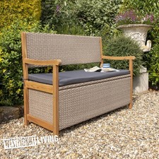 Rattan storage garden bench - rattan,