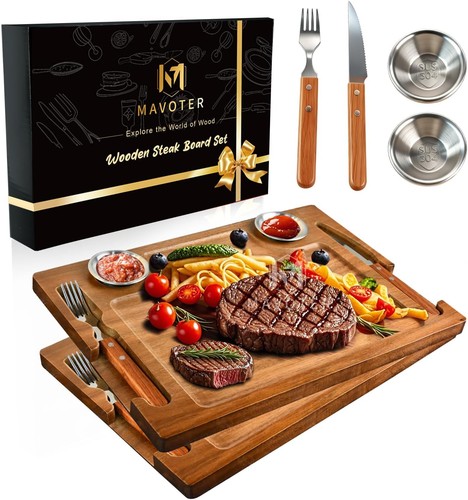 Acacia wooden steak plate - wooden,