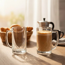 6pcs clear glass mugs large - clear,
