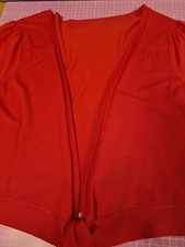 Short Sleeved Coral Coloured Shrug From Debenhams. Tie Front Size 20