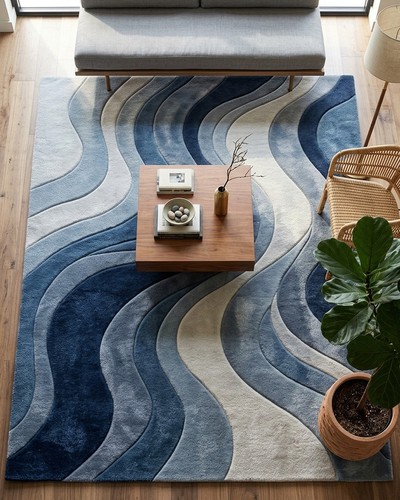 Modern hand tufted rug - rug, blue