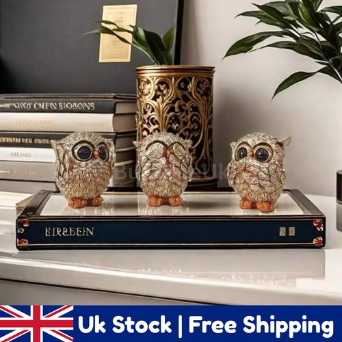 Three wise owls resin figurine - owls,