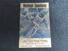 RAYLEIGH FOUR TEAM TOURNAMENT FILLED IN SPEEDWAY PROGRAMME  30/8/1971