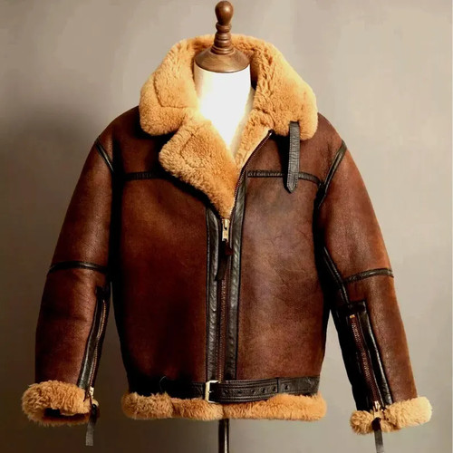 Men brown sheepskin - brown,
