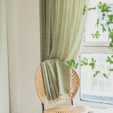 Green Boho Curtain 84 Inches Long for Bedroom Dining Room Kitchen Closet, Boh...