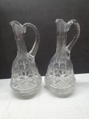 Pair antique crystal glass - pair, jug
