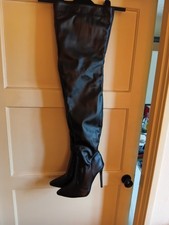 Thigh high black stiletto - high, pu