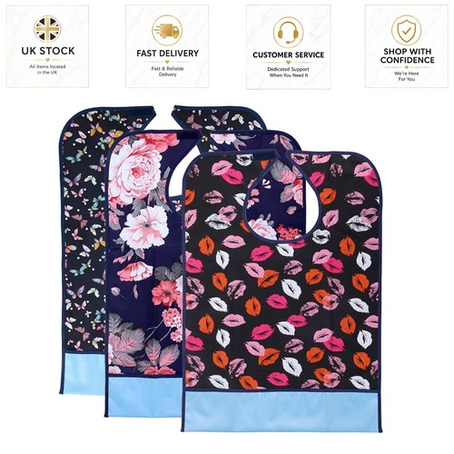 Floral waterproof adult bibs - floral,