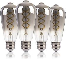 FLSNT LED Edison Bulb 4W 300lm E27 5000K Daylight Dim SMOKY GREY GLASS Pack of 4