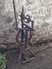 Vintage / Antique Walnut Castle Upright Single Treadle Spinning Wheel, AF