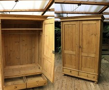 ? Lovely! Old Antique Stripped Waxed Pine Double Knock Down/Sectional Wardrobe