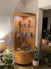 Solid Oak Corner Display Cabinet with Lighting – M&S