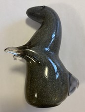 Vintage 1970's Wedgwood Speckled Grey Glass Animal Otter Paperweight ornament