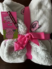 Marks & Spencer Grey Percy Pig Throw / Blanket Size 120 x 150cm New
