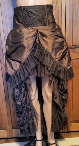 Burleska brown lace m skirt - brown,