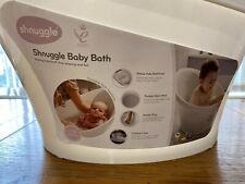 Baby Shnuggle Bath with Plug, White with grey backrest.