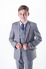 Boys Suits, Wedding Suits, Page Boy Suits Prom, Light Grey, Choose Cravat Colour