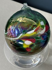 Milford hand blown friendship globe Small 9cm Green Iridescent