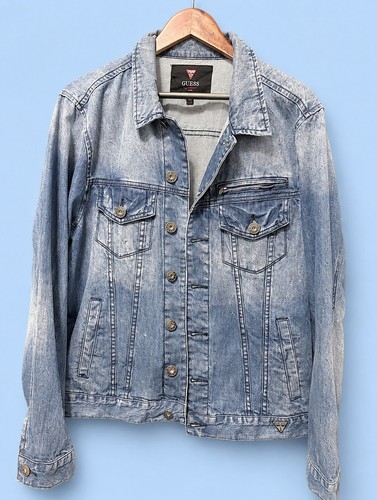 Guess mens denim trucker - l,