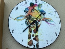 Wraptious Rainbow Wooden Giraffe Battery Wall Clock