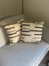 Two Marks & Spencer Collection Wool Rich Striped Cushion Natural Mix