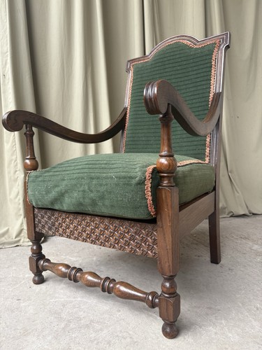 Vtg antique armchair carved - vtg,