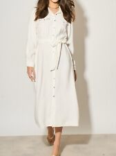 Brand New Monsoon White Belted Maxi Shirt Dress Size 10-20
