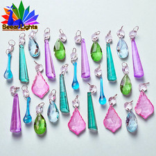 24 Chandelier Pastel Colour Glass Crystals Beads Light Lamp Parts Sun Catchers