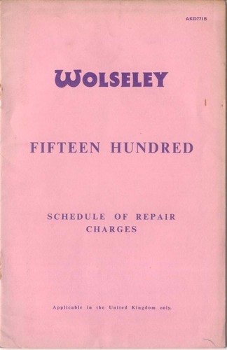 Wolseley 1500 schedule - wolseley,