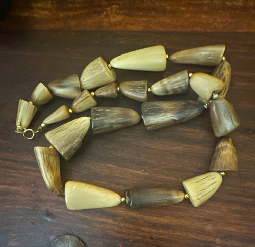 Brown beige horn beaded - &,
