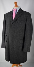 Mens Dark Grey Herringbone M&S Autograph Yorkshire Tweed by Moon Coat L, 42/44".
