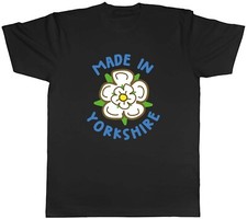 Made in Yorkshire Mens T-Shirt White Rose of York Unisex Tee Gift