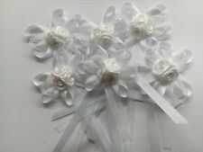 6 Satin Ribbon Flowers Bows