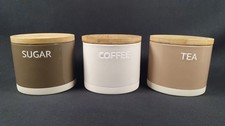 3 Stoneware Shade Airtight Tea Coffee Sugar Storage Set Kitchen Canister Jars