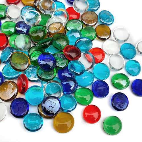 Glass pebbles 100 pcs - pcs, blue