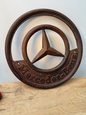 Vintage Mercedes Benz Cast Iron rusty Sign Plaque-man cave -classic car -garage