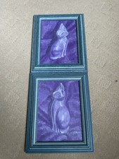 Original Pastel Paintings Cats X2 Framed