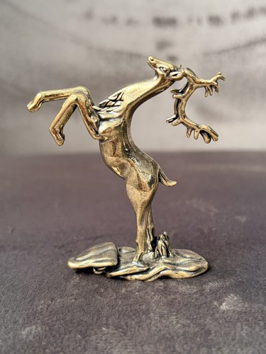 Solid brass stag figurine - brass,